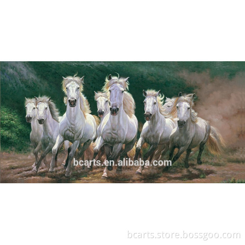 Eight white horses painting for wholesale
